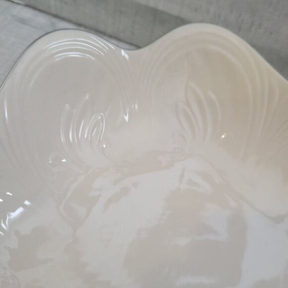 Lenox Ivory Porcelain Scalloped Serving Bowl With Silver Trim 9" Made In USA Ele - Picture 3 of 6